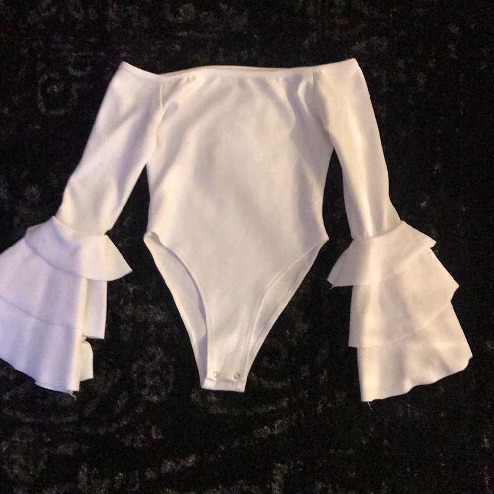 White bell sleeve bodysuit